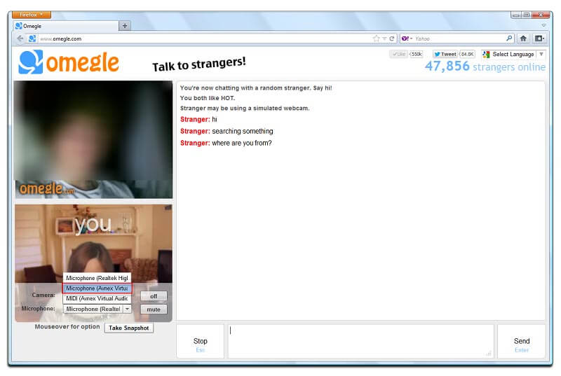 Omegle Audio Setting