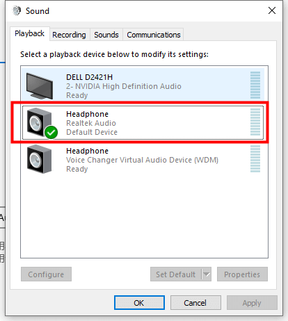 sound headphone setting