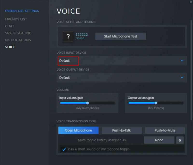 Steam Voice Setting