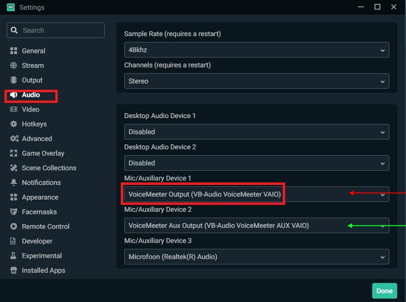 streamlabs obs audio setting