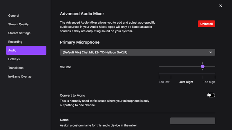 Twitch Audio Setting