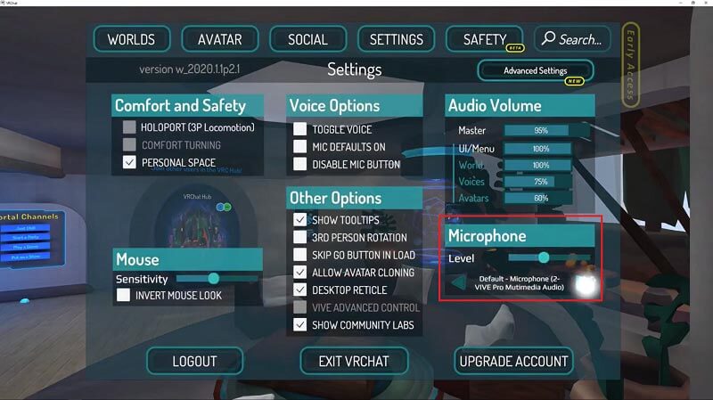 VrChat Sound Setting