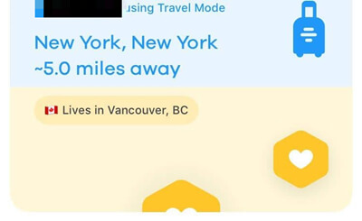 Bumble using travel mode