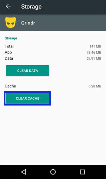 clear cache Grindr