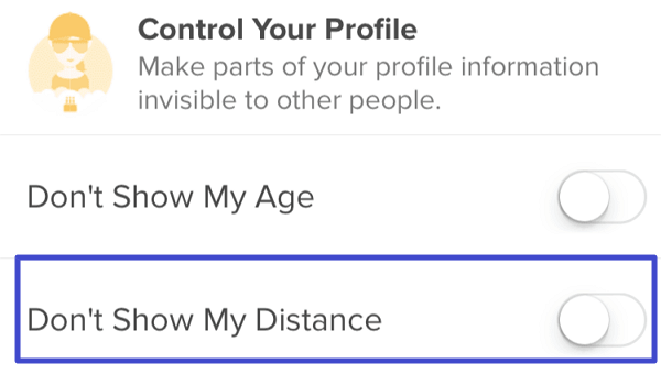 Không hiển thị hộ chiếu Tinder khoảng cách của tôi