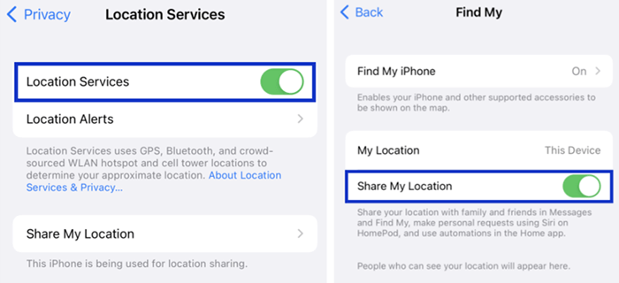 enable location services