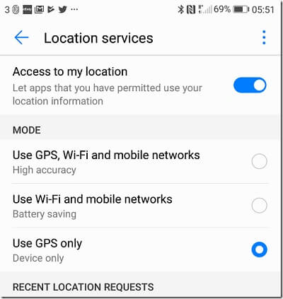 enable location on samsung