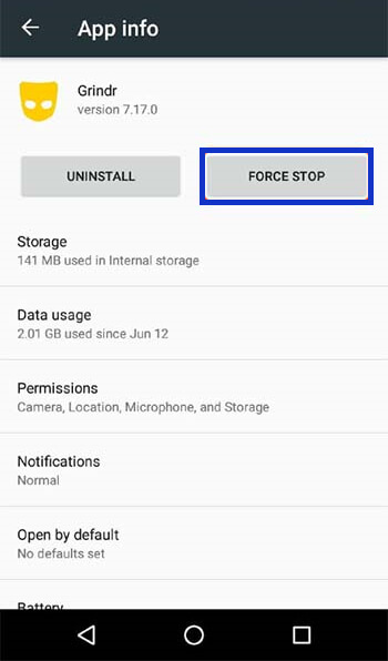 force stop Grindr