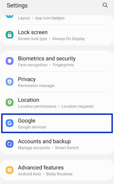 Google settings