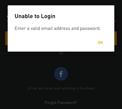 grindr login problem