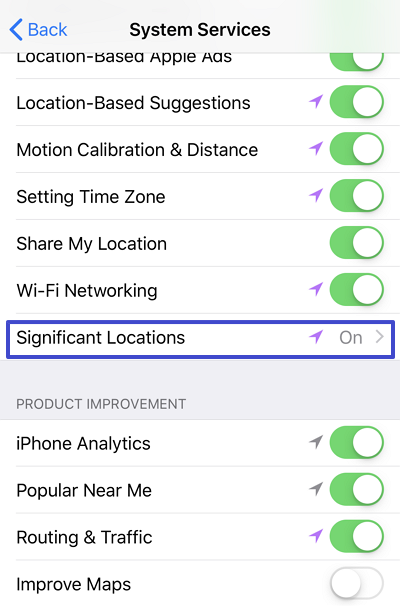 ios significant locations on