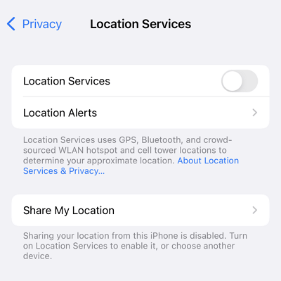 location services off