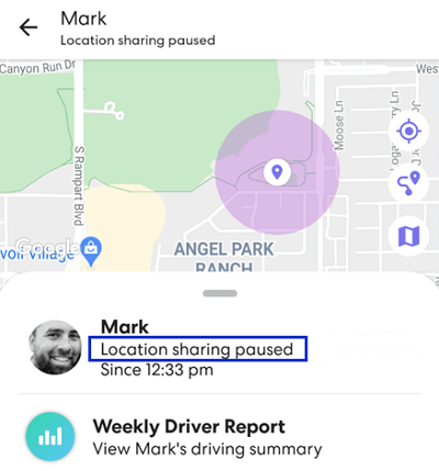 location sharing paused on Life360