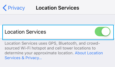 location services on