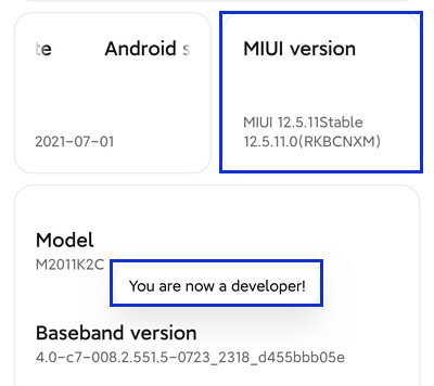 MIUI version