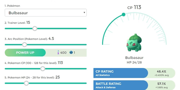 Pokemon Go Evolution Calculator Screenshot