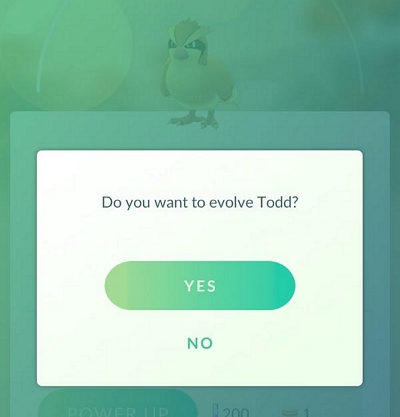 pokemon go evolve yes