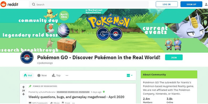 refer to the pokemon go subreddit