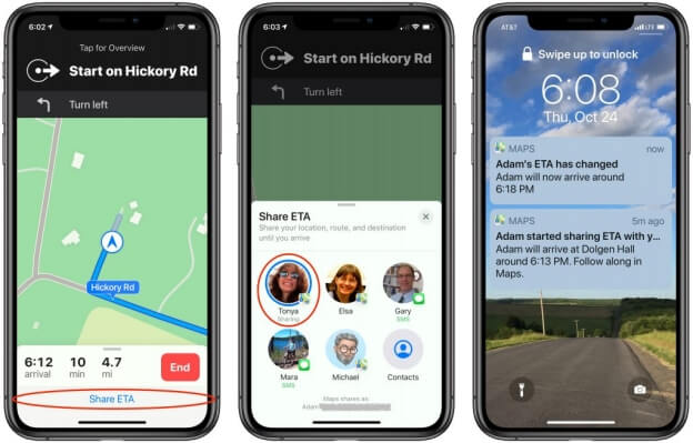 Share ETA in Apple Maps to Share Location On iPhone On the Way to a Destination