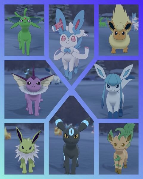 ALL EEVEE SHINY EVOLUTIONS WITH NAMES IN POKEMON GO