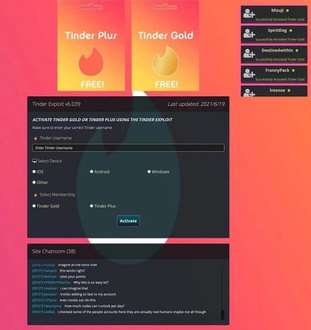 Tinder gold account generator