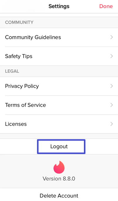 Tinder Loggout