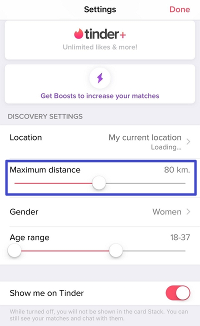 Tinder is showing wrong distance