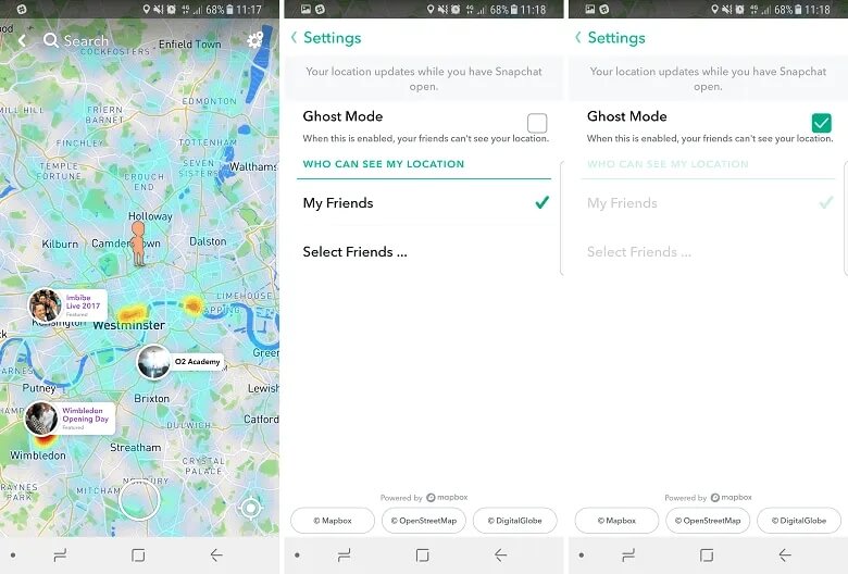 pause snapchat location by closing Snapchat 
