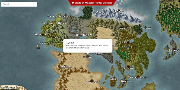 World Anvil's Monster Hunter Universe Map