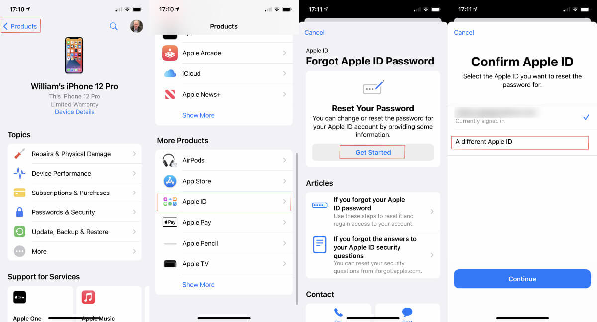 reset apple id