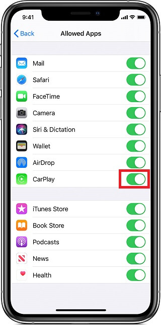 iphone not showing carplay