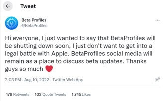 BetaProfiles Tweet