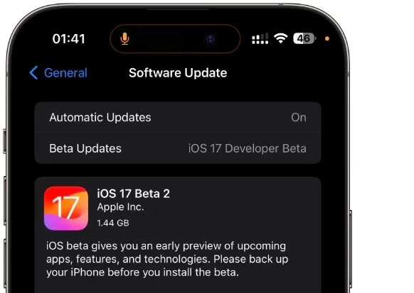 install ios 17 with iphone settings