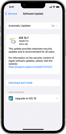 iOS 16 Update Settings