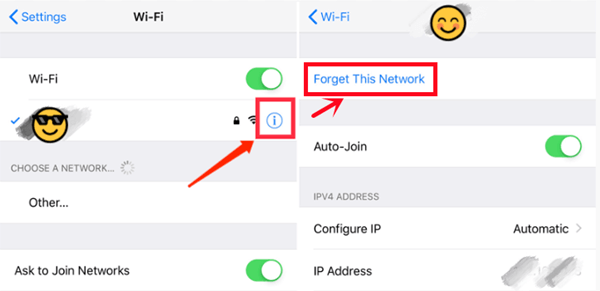 Forget and reconnect to WiFi network