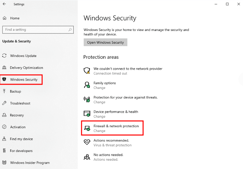 Go to Firewall & network protection
