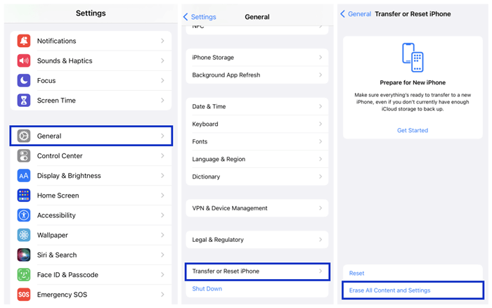 Erase All Content and Settings