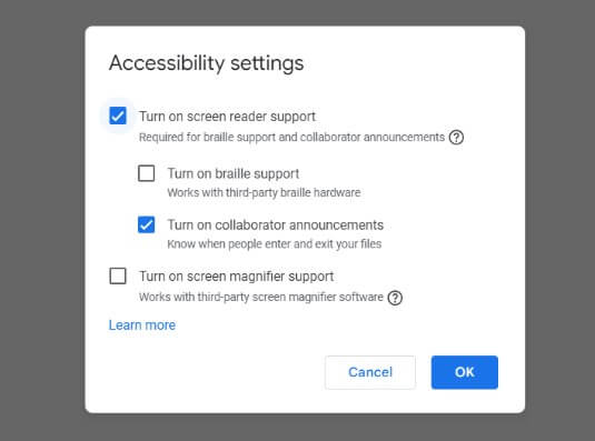 accessiblity settings