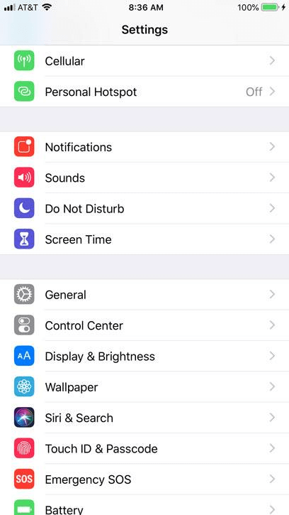 Open iOS settings