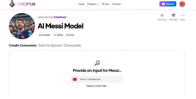 voicify.ai messi voice text to speech