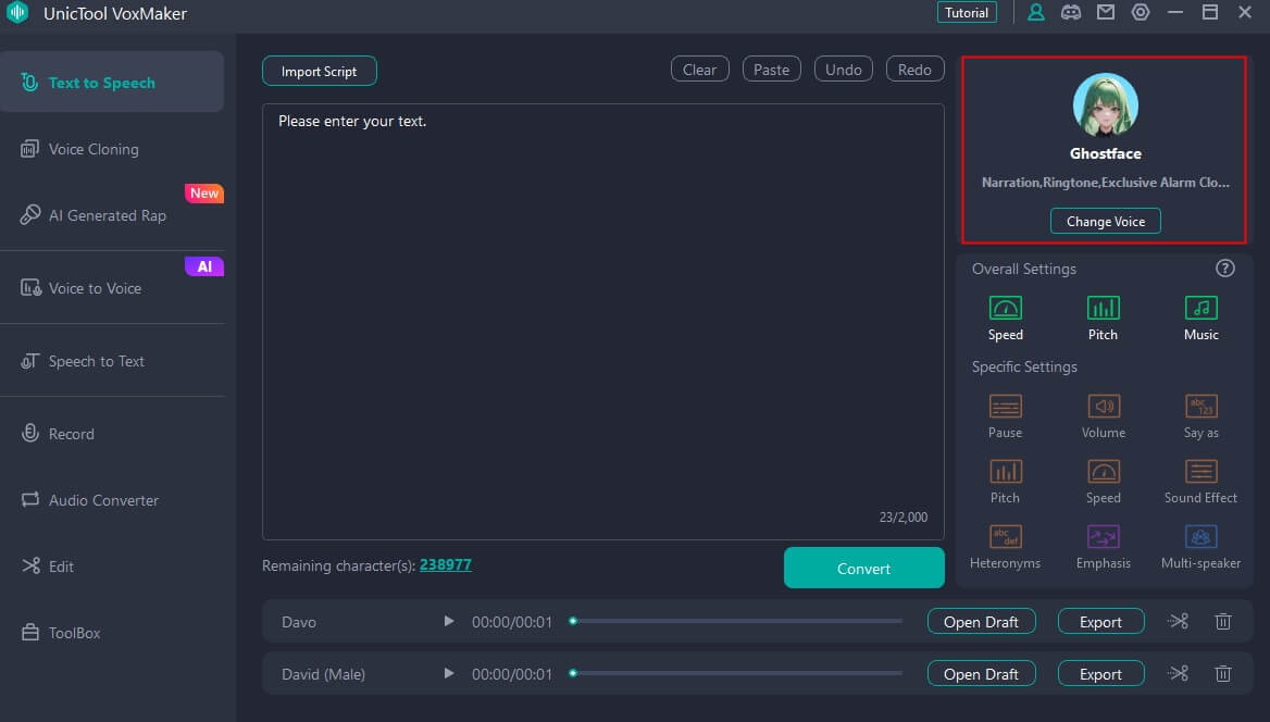 voxmaker ghostface voice generator