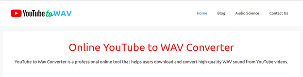 YouTubetoWav homepage
