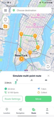 change location with multi points routes