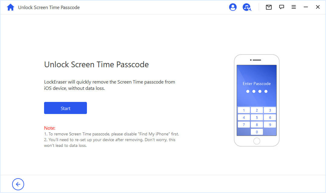 start to unlock screen time passcode