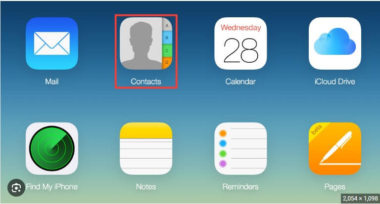 Click Contact in iCloud