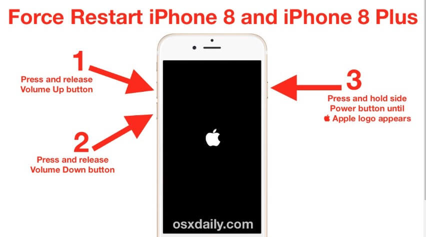 force restart iphone8 or iphone8 plus