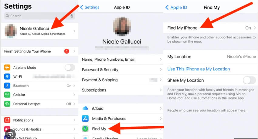 Turn Off Find My iPhone in Setting