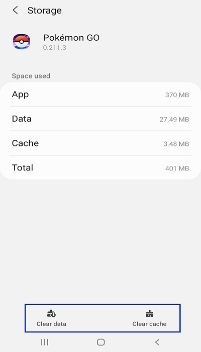 clear cache and data in pokemon go