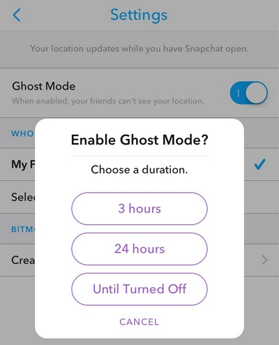 ghost mode snapchat