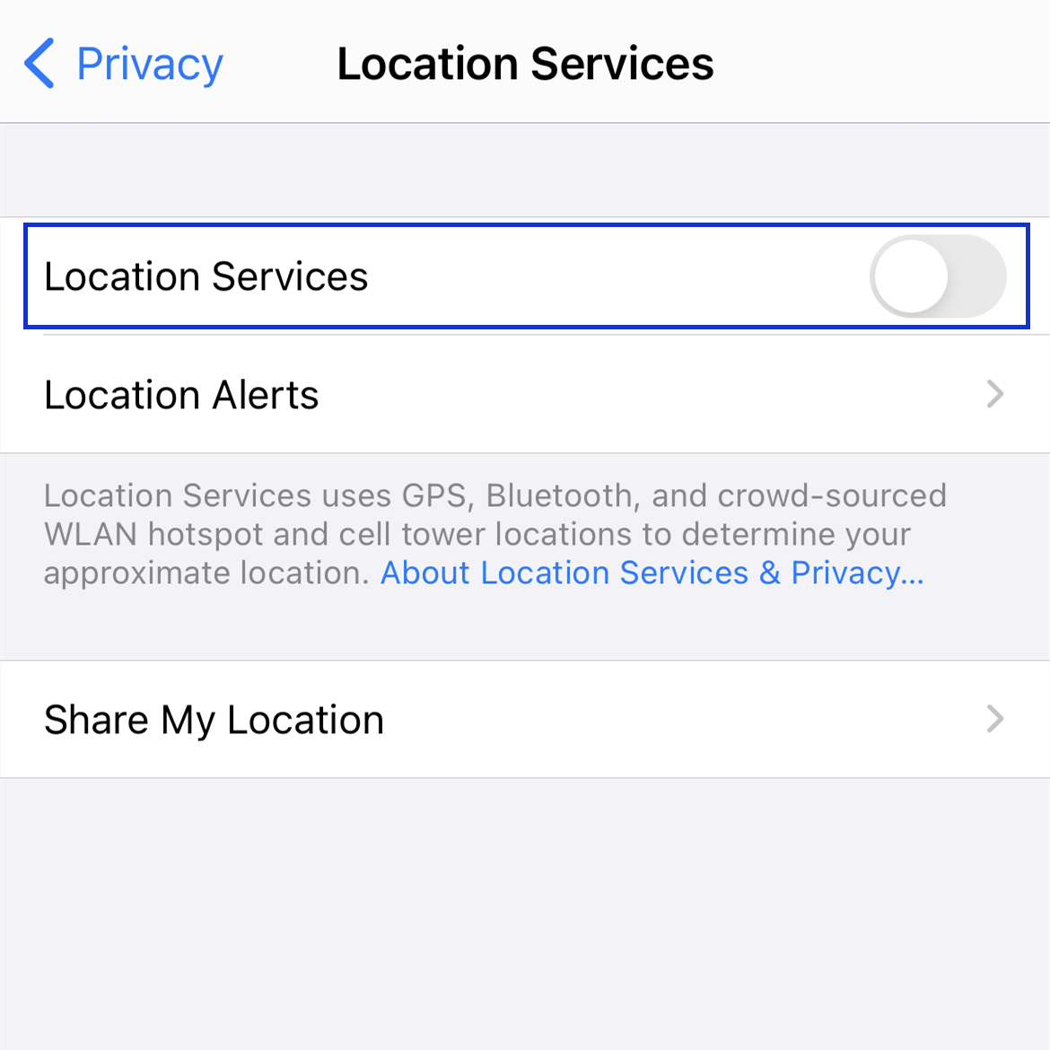 location services off